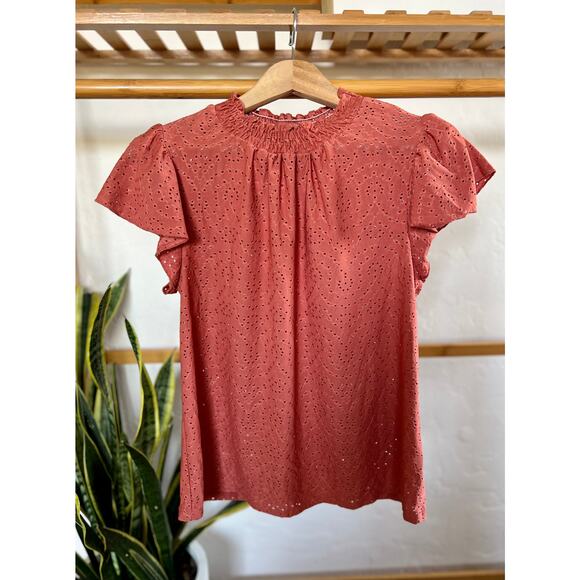 W5 Pink Smocked Eyelet Top - Picture 6 of 7